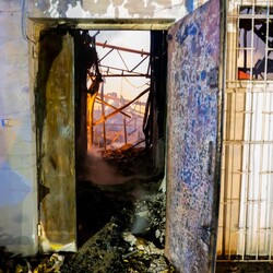 Pożar hali przy Teatralnej 7