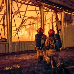 Pożar hali przy Teatralnej 7