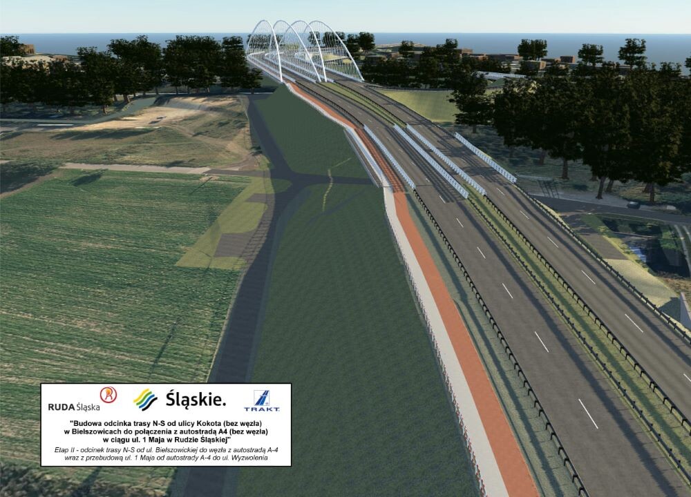 Budowa odcinka trasy N-S do węzła autostradowego/fot. UM Ruda Śląska