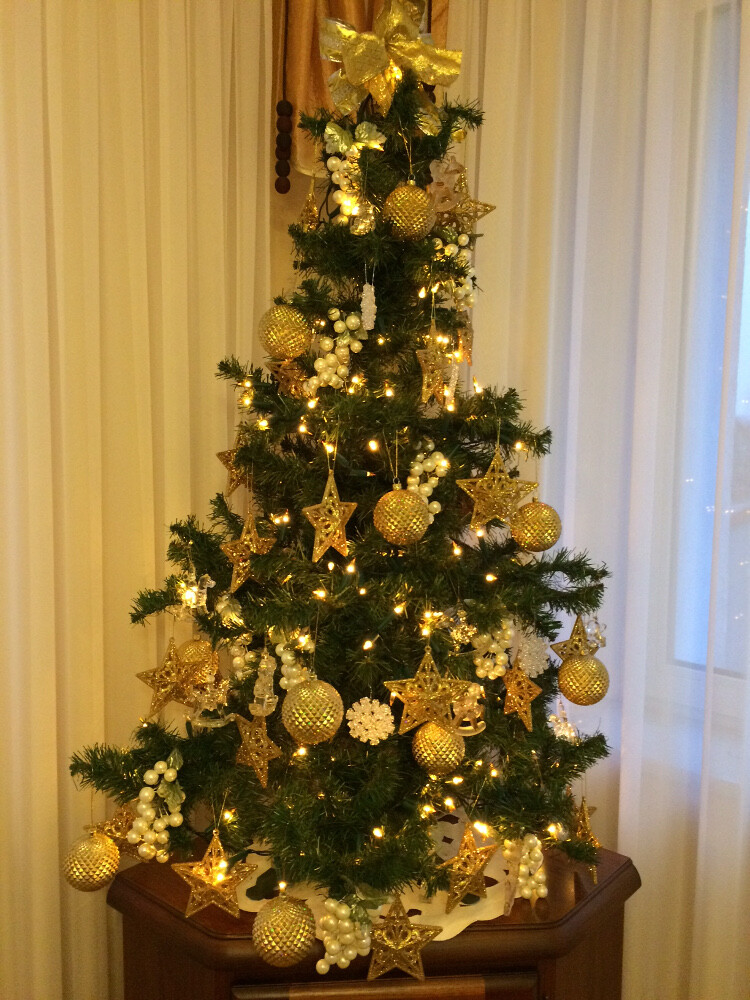 Nazywam się Grażyna Małyska, jestem autorką zdjęcia choinki udekorowanej biało -złotymi ozdobami.
Te kolory najbardziej kojarzą mi się z zimą i doskonale komponują się z wystrojem mojego domu.
Co roku pojawiają się inne elementy, więc rokrocznie zaskakuję moich domowników.
Chociaż choinka nie jest żywa, pachnie lasem i świętami (od czego są olejki zapachowe?).
Kiedy dzieci były małe musiała być duża, żywa choinka, najlepiej sosna. 
Teraz praktyczniej w ciepłym mieszkaniu sprawdza się sztuczna!
Autor: Małyska Grażyna