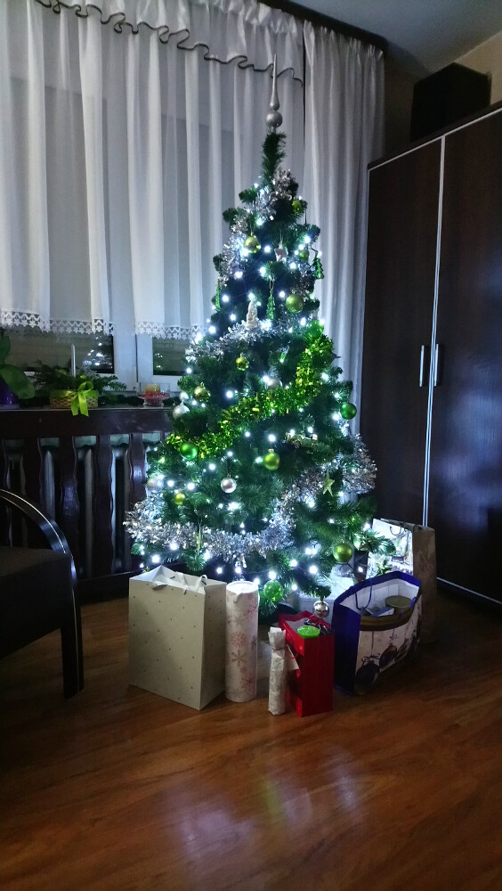 Zdjęcie choinki w naszym mieszkaniu. 
Autor: Opiełka Ewa