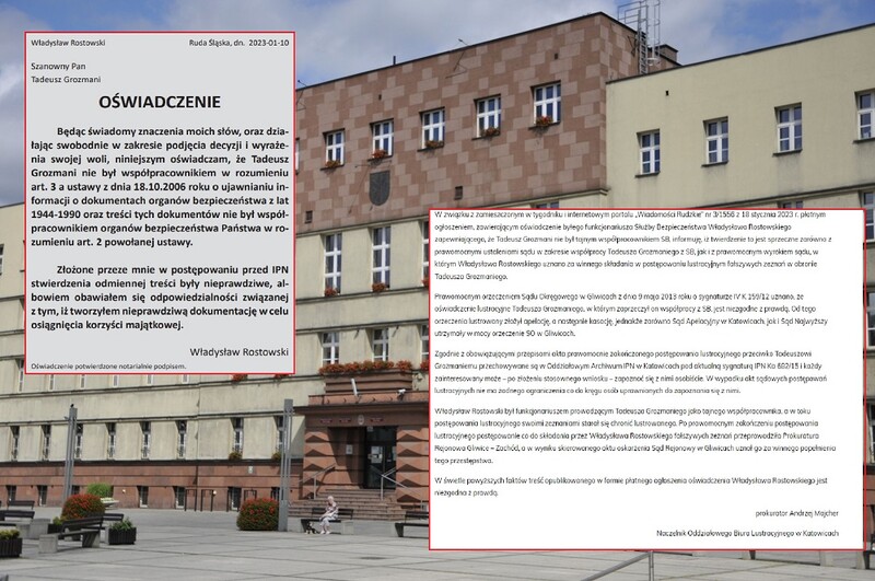 IPN wydał oświadczenie w sprawie byłego radnego Tadeusza Grozmaniego. Współpracował z SB?