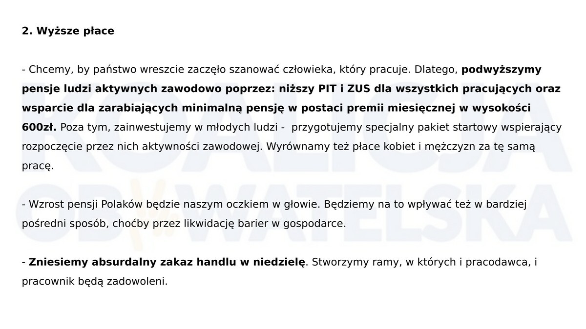 Program wyborczy Koalicji Obywatelskiej oparty o tak zwaną "Szóstkę Schetyny".