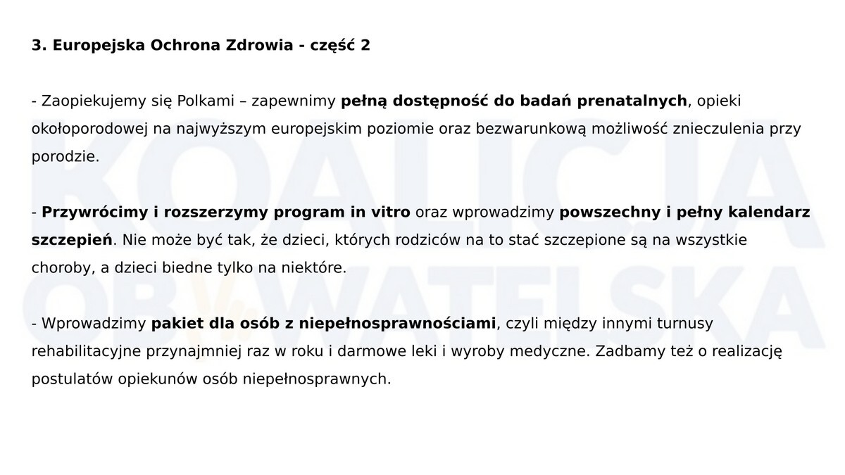 Program wyborczy Koalicji Obywatelskiej oparty o tak zwaną "Szóstkę Schetyny".