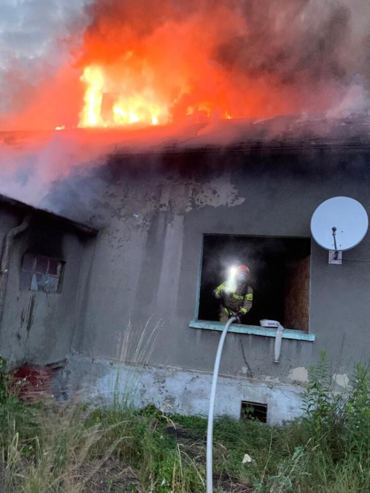 Pożar pustostanu w Bykowinie / fot. KM PSP Ruda Śląska