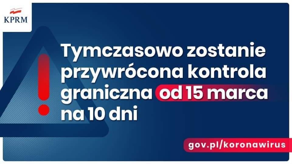 Dziś wieczorem premier Mateusz Morawiecki ogłosił stan zagrożenia epidemicznego. To oznacza m.in. zakaz wjazdu cudzoziemców do naszego kraju, obowiązkową kwarantannę dla Polaków wracających zza granicy, zamknięcie galerii handlowych, przywrócenie kontroli granicznych, czy wstrzymanie zagranicznych połączeń lotniczych i kolejowych.