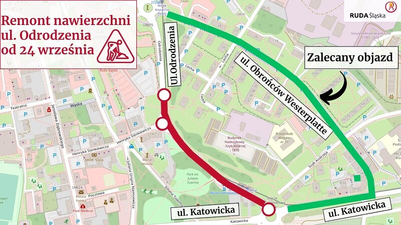 Uwaga kierowcy! Remont ul. Odrodzenia w Rudzie Śląskiej